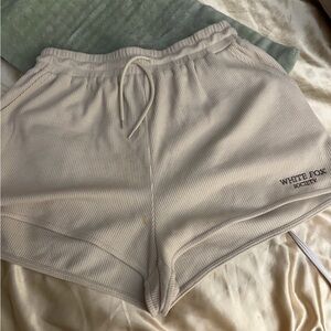 White Fox Boutique Cream Ribbed ribbed Shorts